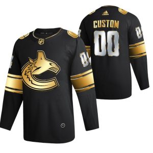 Vancouver Canucks Trikot Benutzerdefinierte Schwarz 2021 Golden Edition Limited Authentic